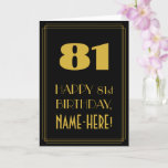 [ Thumbnail: 81st Birthday – Art Deco Inspired Look "81" & Name Card ]