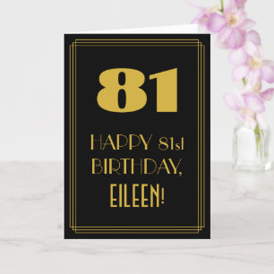 81st Birthday ~ Art Deco Inspired Look "81" & Name Card