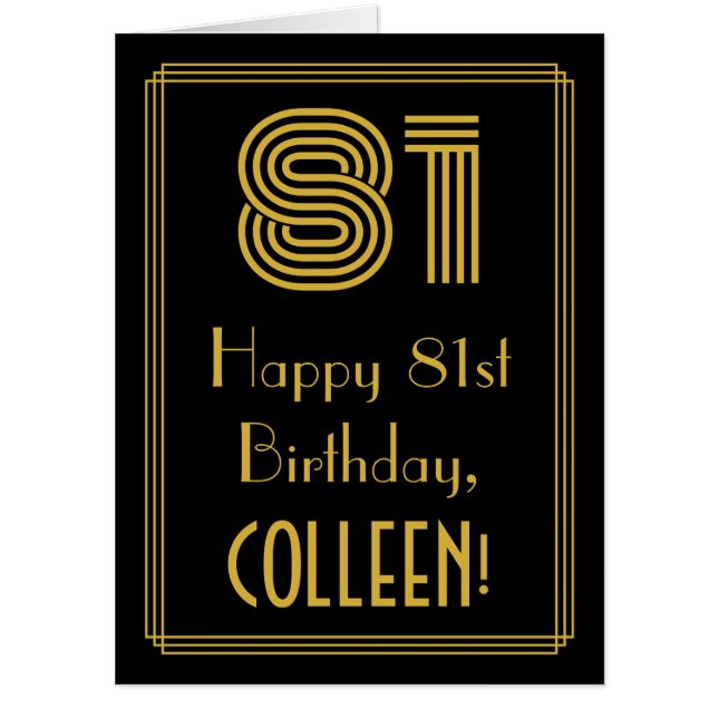 81st Birthday: Art Deco Inspired Look “81” + Name Card (Front)