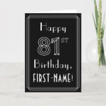 [ Thumbnail: 81st Birthday: Art Deco Style # 81 & Custom Name Card ]