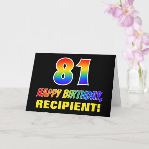 81st Birthday Bold Fun Simple Rainbow 81 Card