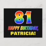 [ Thumbnail: 81st Birthday: Bold, Fun, Simple, Rainbow 81 Postcard ]