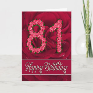 81st birthday card with roses and leaves