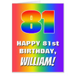 [ Thumbnail: 81st Birthday: Colorful, Fun Rainbow Pattern # 81 Card ]
