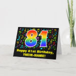 [ Thumbnail: 81st Birthday: Colorful Music Symbols & Rainbow 81 Card ]