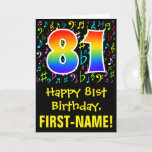 [ Thumbnail: 81st Birthday: Colorful Music Symbols + Rainbow 81 Card ]