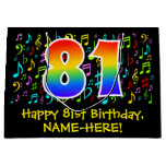 [ Thumbnail: 81st Birthday - Colorful Music Symbols, Rainbow 81 Gift Bag ]