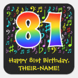 [ Thumbnail: 81st Birthday: Colorful Music Symbols, Rainbow 81 Sticker ]