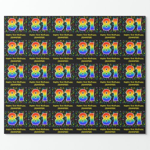81st Birthday Colorful Music Symbols Rainbow 81 Wrapping Paper