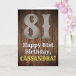 [ Thumbnail: 81st Birthday: Country Western Inspired Look, Name Card ]