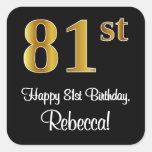 [ Thumbnail: 81st Birthday – Elegant Luxurious Faux Gold Look # Sticker ]