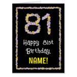 [ Thumbnail: 81st Birthday: Floral Flowers Number “81” + Name Card ]