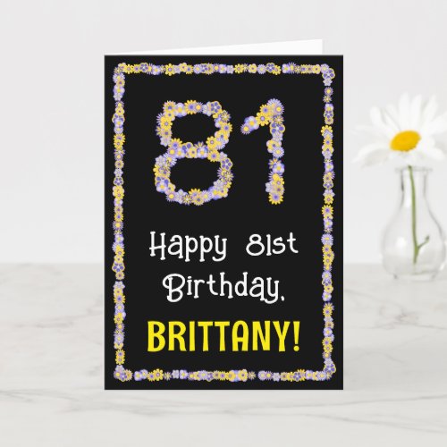 81st Birthday Floral Flowers Number Custom Name Card