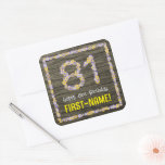 [ Thumbnail: 81st Birthday: Floral Number, Faux Wood Look, Name Sticker ]