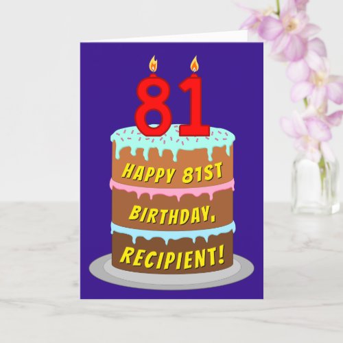 81st Birthday Fun Cake and Candles  Custom Name Card