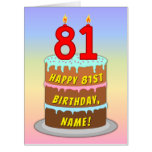 [ Thumbnail: 81st Birthday: Fun Cake & Candles, W/ Custom Name Card ]