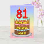 [ Thumbnail: 81st Birthday — Fun Cake & Candles, W/ Custom Name Card ]