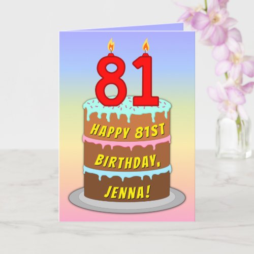 81st Birthday  Fun Cake  Candles w Custom Name Card