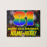 [ Thumbnail: 81st Birthday: Fun, Colorful Celebratory Fireworks Jigsaw Puzzle ]