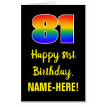 [ Thumbnail: 81st Birthday: Fun, Colorful, Happy, Rainbow # 81 Card ]