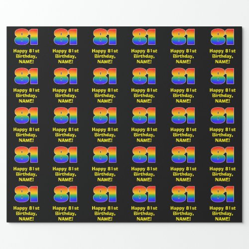 81st Birthday Fun Colorful Rainbow Inspired  81 Wrapping Paper