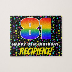 81st Birthday — Fun, Colorful Star Field Pattern Jigsaw Puzzle