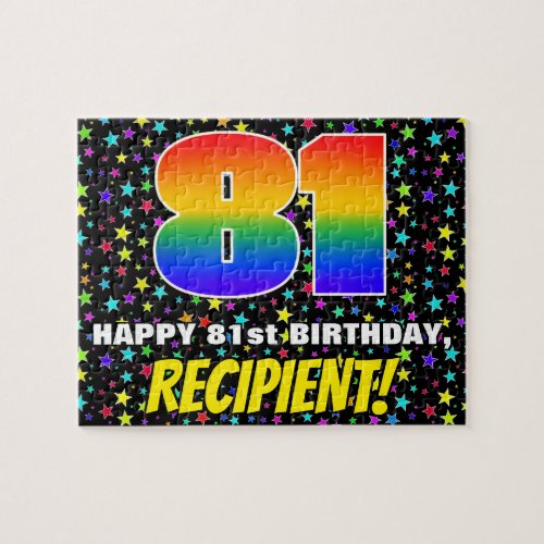 81st Birthday  Fun Colorful Star Field Pattern Jigsaw Puzzle