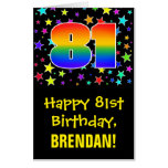 [ Thumbnail: 81st Birthday: Fun, Colorful Stars + Rainbow # 81 Card ]