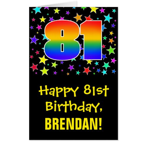 81st Birthday Fun Colorful Stars  Rainbow  81 Card