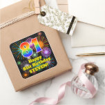 [ Thumbnail: 81st Birthday: Fun Fireworks Look, Rainbow # 81 Sticker ]