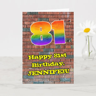 81st Birthday: Fun Graffiti-Inspired Rainbow 81 Card