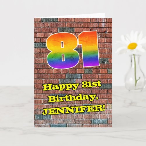 81st Birthday Fun Graffiti_Inspired Rainbow 81 Card