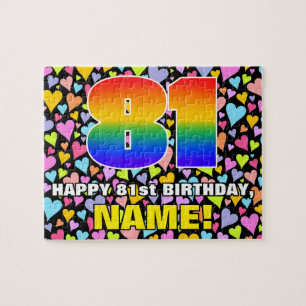 81st Birthday — Fun, Loving Heart Shapes + “81” Jigsaw Puzzle