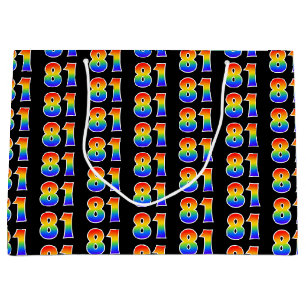 81st Birthday: Fun Rainbow Event Number 81 Pattern Large Gift Bag