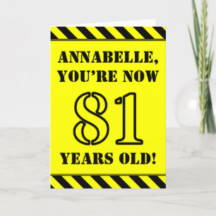 81st Birthday: Fun Stencil Style Text, Custom Name Card