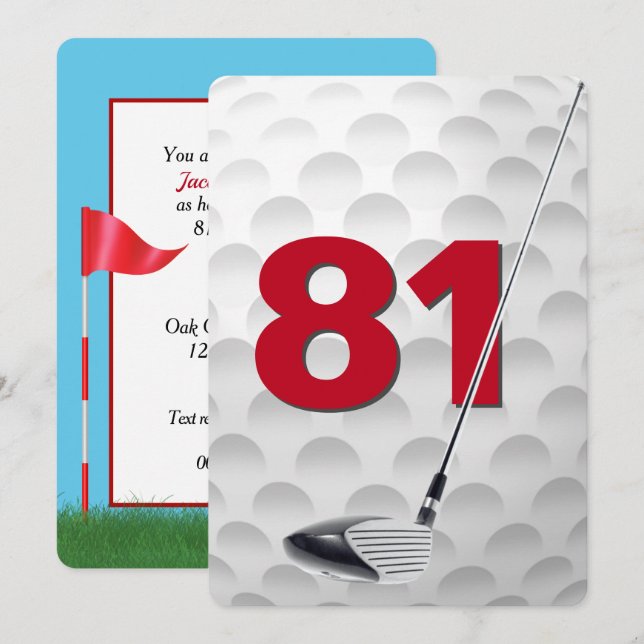 81st Birthday Golf Theme Party Invitation (Front/Back)