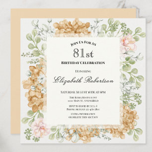 81st Birthday Invitation in Elegant Autumn Colors