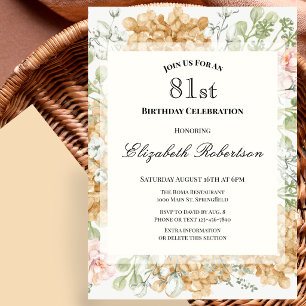 81st Birthday Invitation in Elegant Autumn Colors