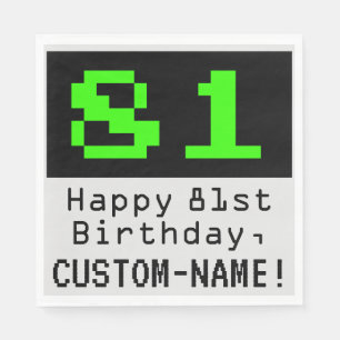 81st Birthday - Nerdy / Geeky Style "81" & Name Napkins