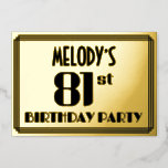 [ Thumbnail: 81st Birthday Party: Art Deco Look “81” and Name Invitation ]