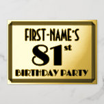 [ Thumbnail: 81st Birthday Party — Art Deco Look “81” + Name Invitation ]