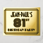 [ Thumbnail: 81st Birthday Party ~ Art Deco Style “81” + Name Postcard ]