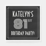 [ Thumbnail: 81st Birthday Party: Art Deco Style + Custom Name Napkins ]