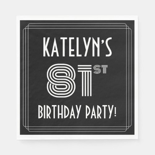 81st Birthday Party Art Deco Style  Custom Name Napkins