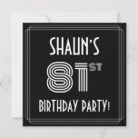 [ Thumbnail: 81st Birthday Party: Art Deco Style W/ Custom Name Invitation ]