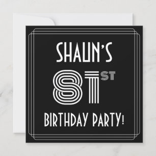 81st Birthday Party: Art Deco Style w/ Custom Name Invitation