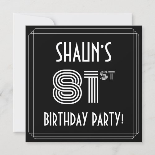 81st Birthday Party Art Deco Style w Custom Name Invitation