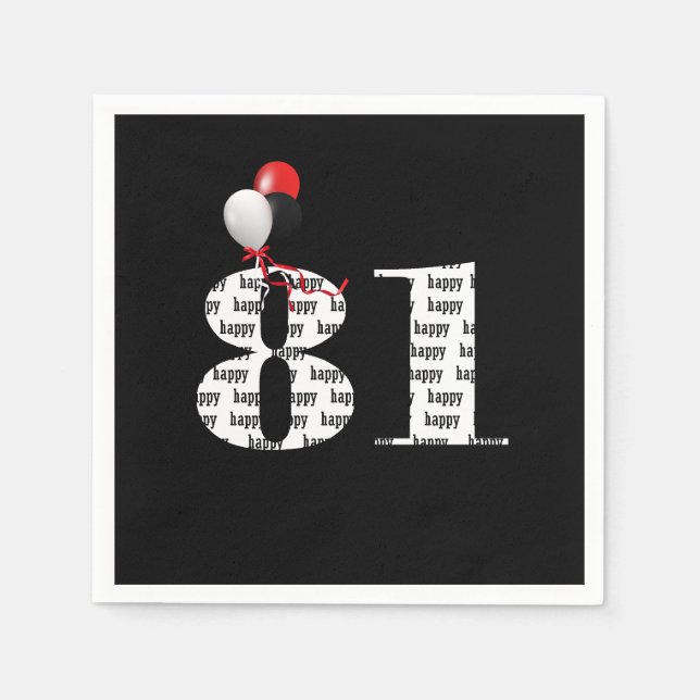 81st Birthday party balloons Napkins (Front)