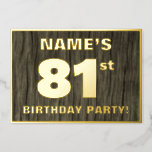 [ Thumbnail: 81st Birthday Party: Bold, Faux Wood Grain Pattern Invitation ]