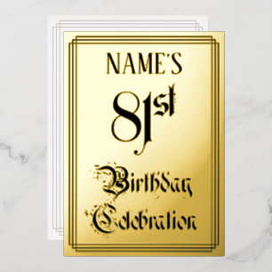 81st Birthday Party — Elegant Script + Custom Name Foil Invitation